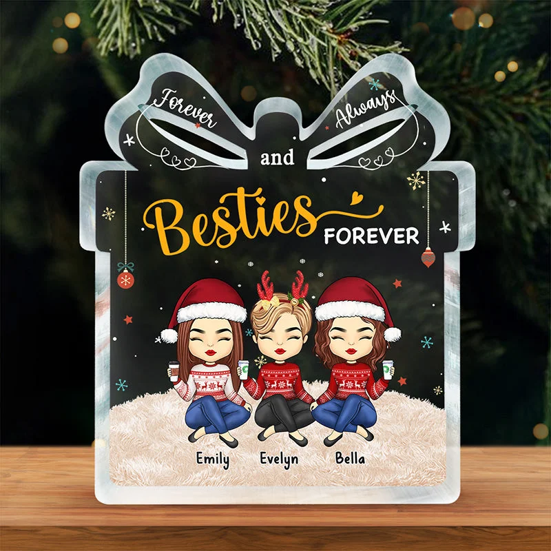 No Greater Gift Than Friendship - Bestie Personalized Custom Gift Box Shaped Acrylic Plaque - Christmas Gift For Best Friends, BFF, Sisters