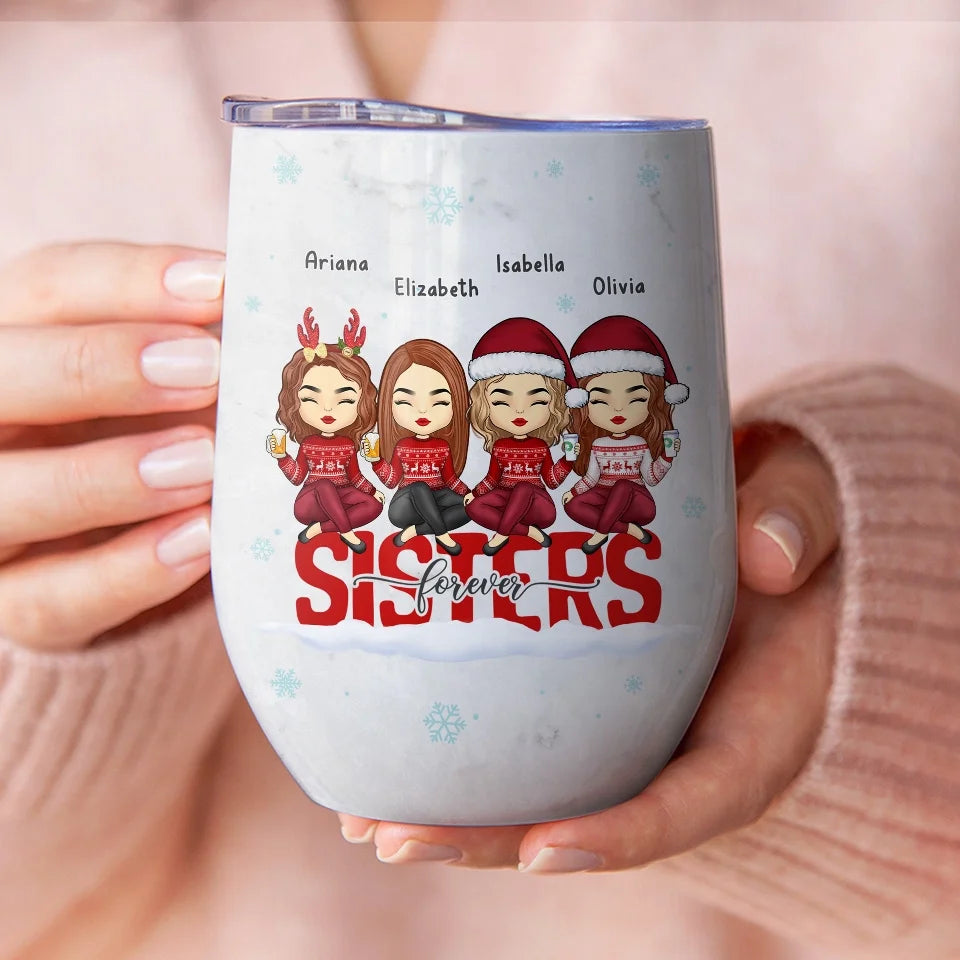 Our Friendship Lasts Forever - Bestie Personalized Custom Wine Tumbler - Christmas Gift For Best Friends, BFF, Sisters