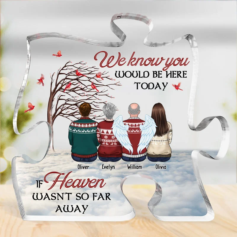 Our Hearts Are Together Forever - Memorial Personalized Custom Puzzle Shaped Acrylic Plaque - Christmas Gift, Sympathy Gift For Family Members