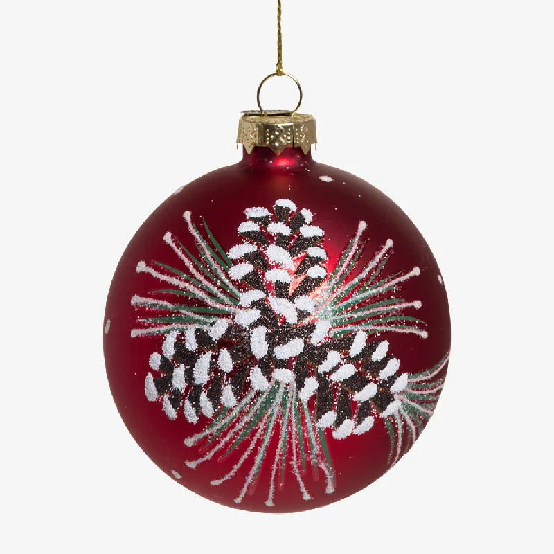 Pine Cone Glass Bauble Sets (Red)