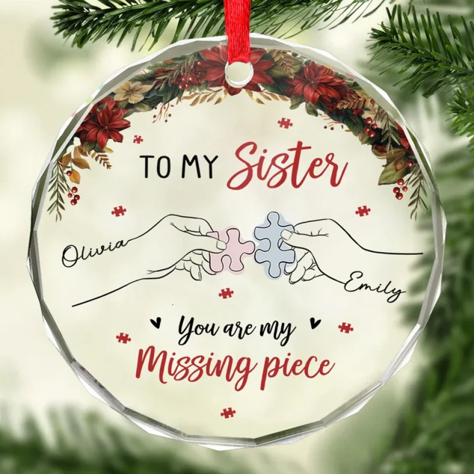 Sharing Laughter And Tears Makes The Journey Worthwhile - Bestie Personalized Custom Circle Glass Ornament - Christmas Gift For Best Friends, BFF, Sisters