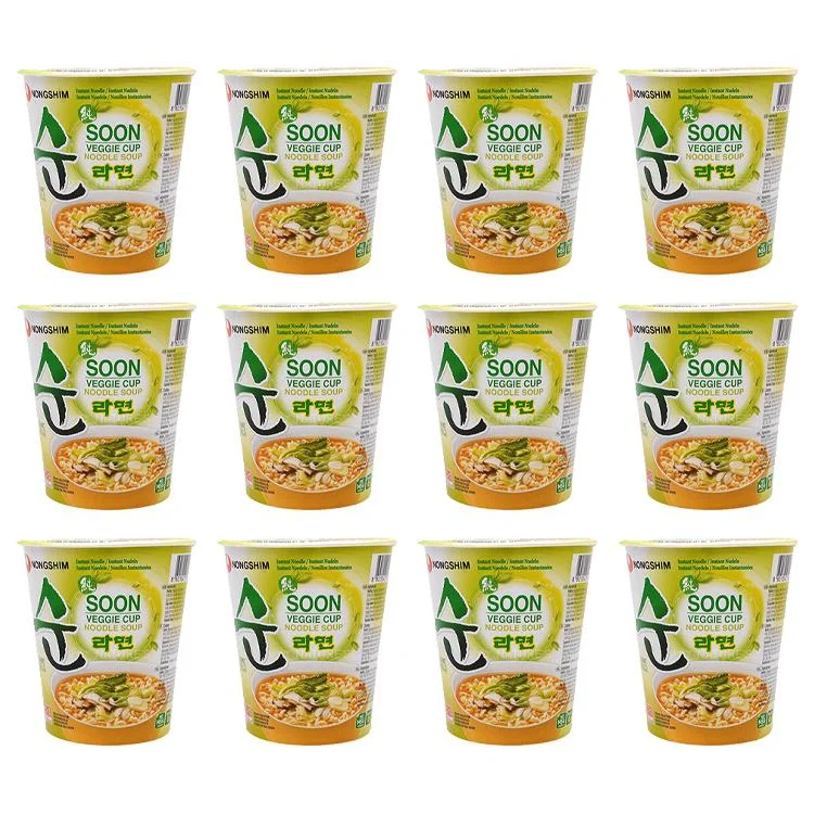 Soon Veggie 67g Cup Instant Noodles - Pack of 12 - By Nongshim