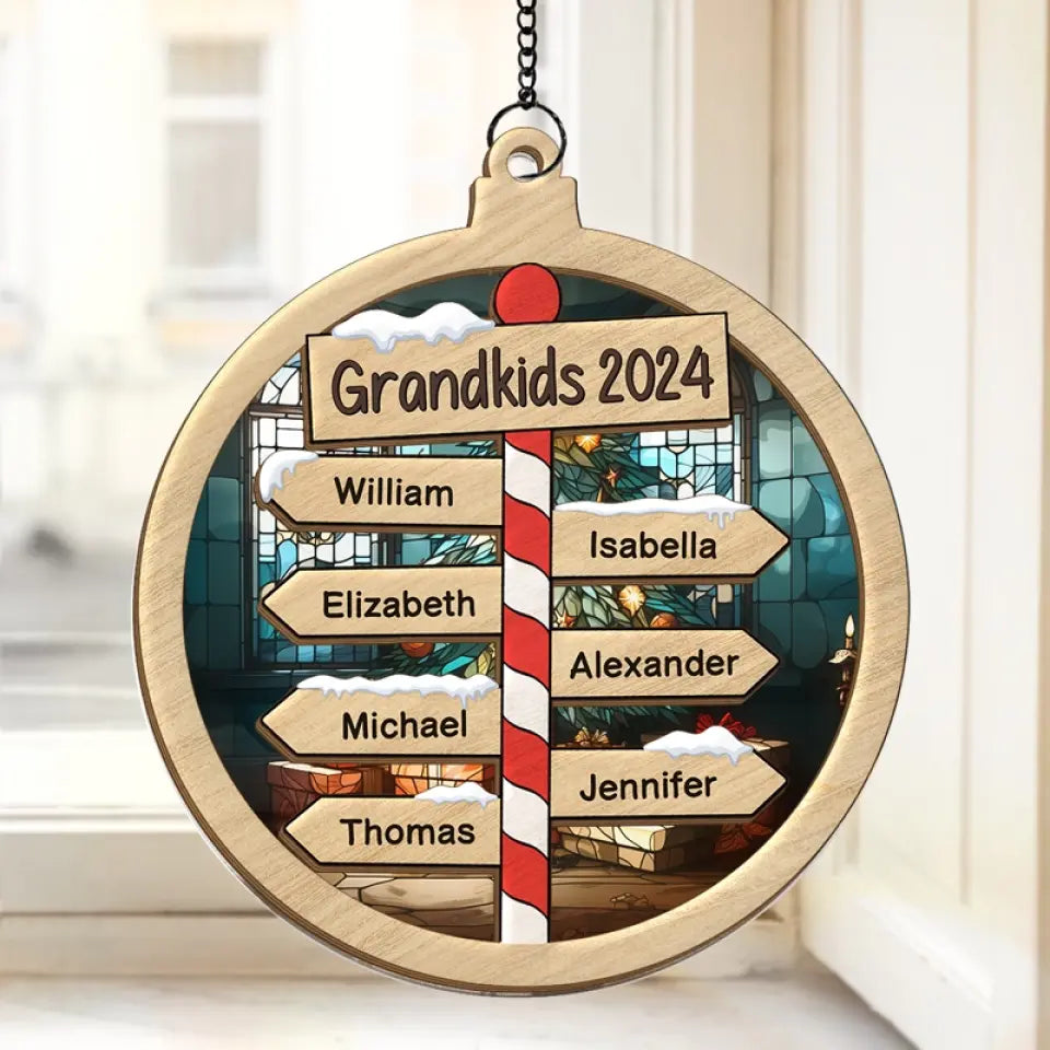 The Best Of All Gifts Around Any Christmas Tree - Family Personalized Window Hanging Suncatcher - Christmas Gift For Family Members