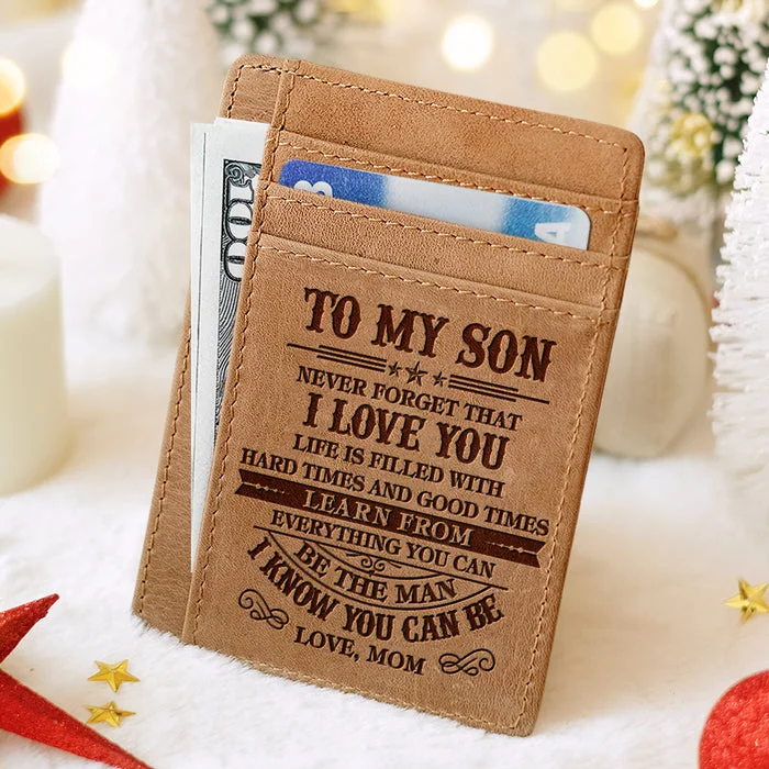 To My Son Never Forget That I Love You - Card Wallet - To My Son, Gift For Son, Son Gift From Mom, Birthday Gift For Son, Christmas Gift