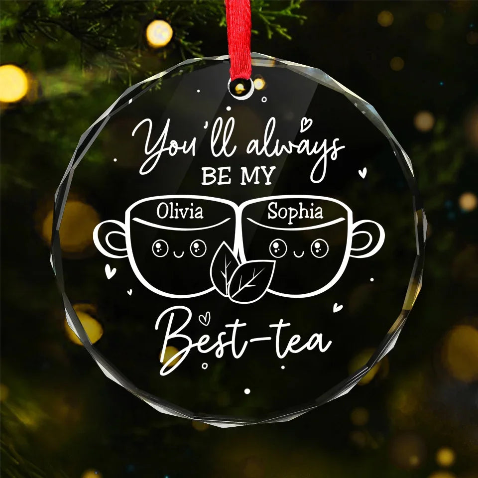 We Make The Perfect Blend, My Best-Tea - Bestie Personalized Custom Circle Glass Ornament - Christmas Gift For Best Friends, BFF, Sisters