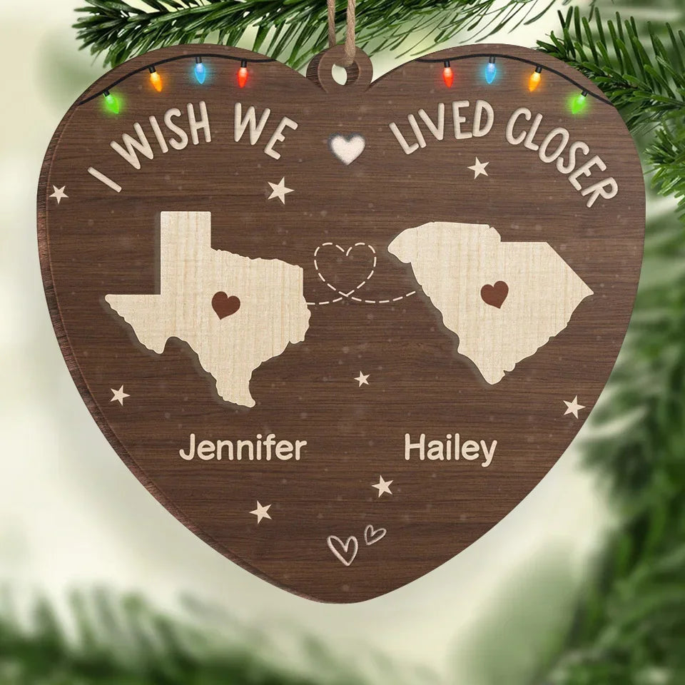 Wishing You Were Here By My Side - Bestie Personalized Custom Ornament - Wood Custom Shaped - Christmas Gift For Best Friends, BFF, Sisters