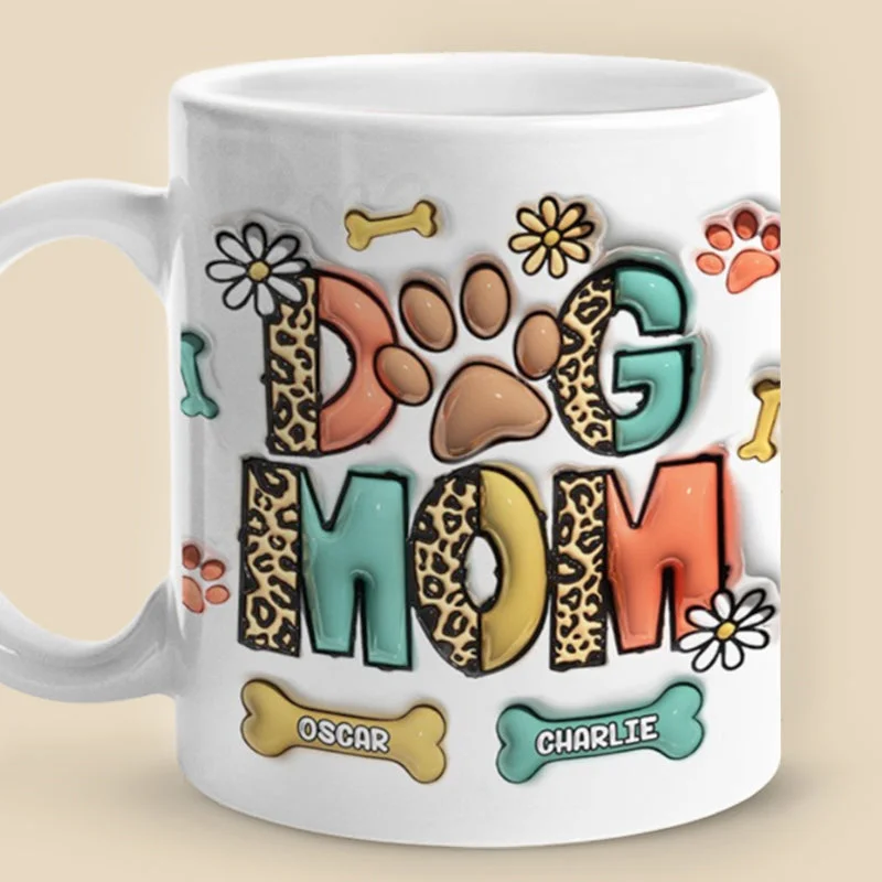 Yappy Holidays Cat Mom Dog Mom - Dog & Cat Personalized Custom 3D Inflated Effect Printed Mug - Christmas Gift For Pet Owners, Pet Lovers