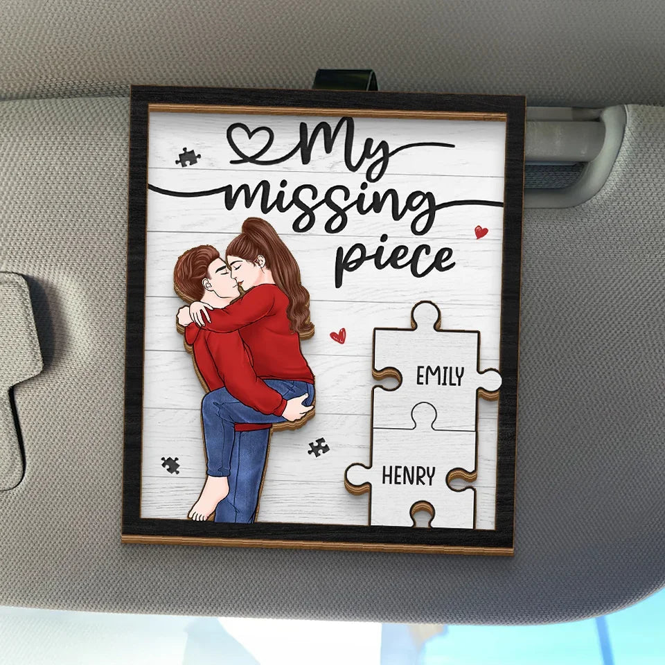 You Are My Missing Piece - Couple Personalized Custom Car Visor Clip - Christmas Gift For Husband Wife, Anniversary