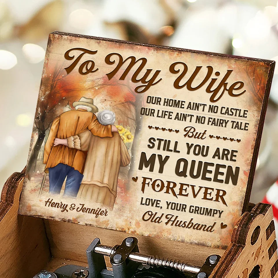 You Are My Queen Forever - Couple Personalized Custom Music Box - Christmas Gift For Husband Wife, Anniversary