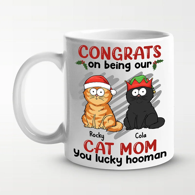 You Lucky Hooman - Cat Personalized Custom Mug - Christmas Gift For Pet Owners, Pet Lovers