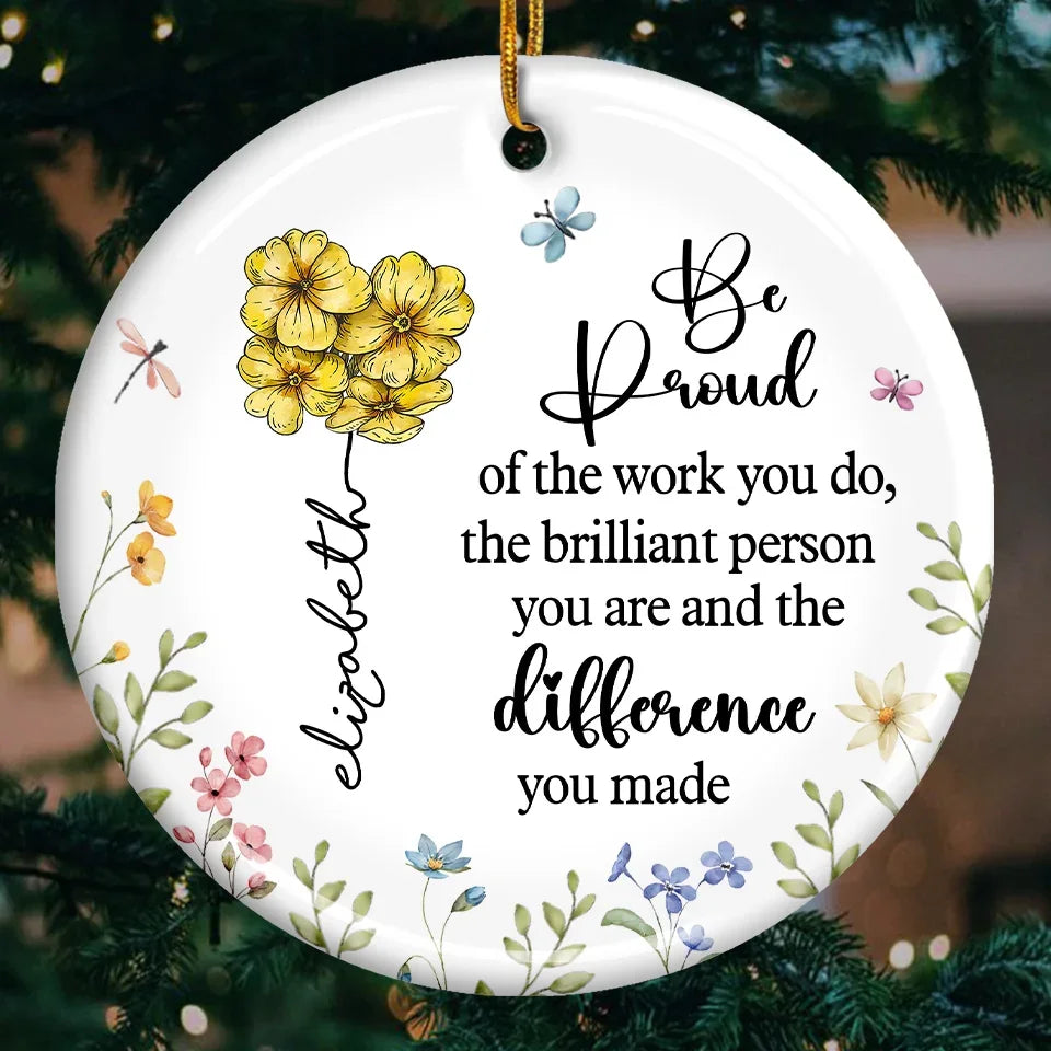 You’re A Rare Bloom In A Field Of Ordinary - Coworker Personalized Custom Ornament - Ceramic Round Shaped - Christmas Gift For Coworker