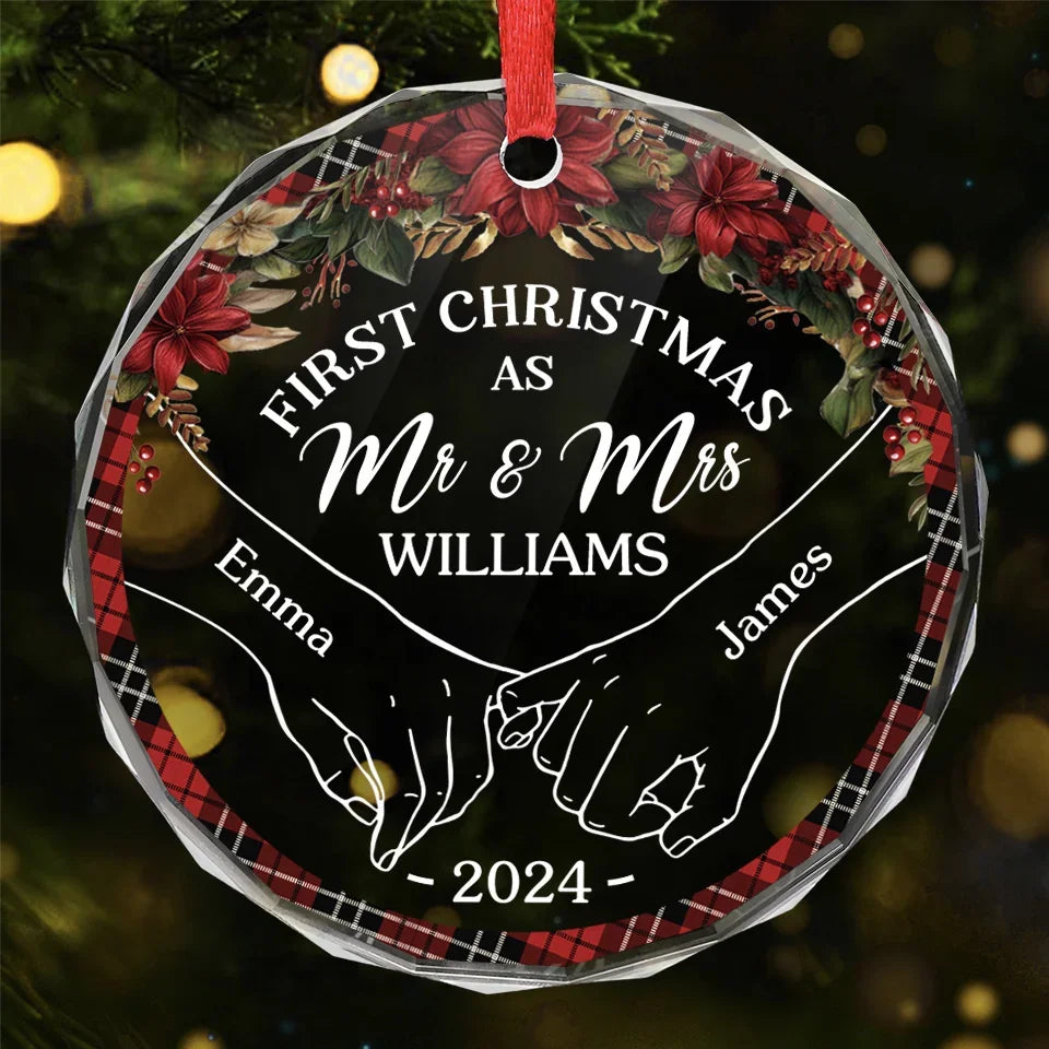 You're My Christmas Past, Present, And Future - Couple Personalized Custom Circle Glass Ornament - Christmas Gift For Husband Wife, Anniversary, First Christmas